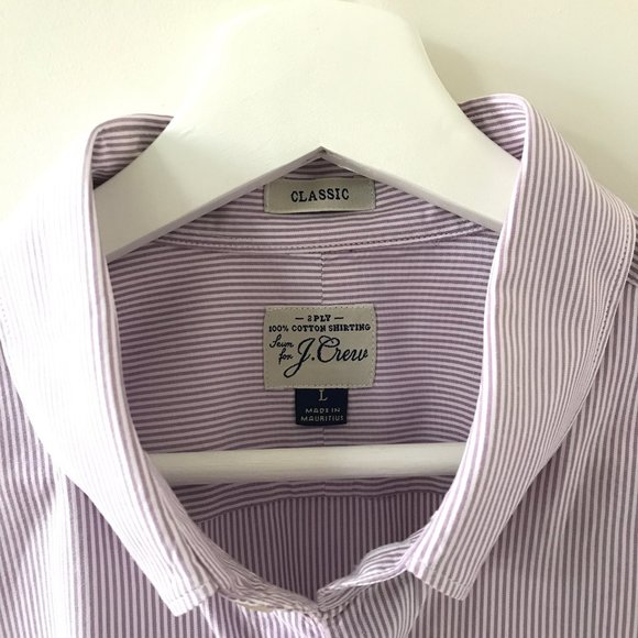 J Crew White and mauve pinstripe shirt. - Picture 3 of 9